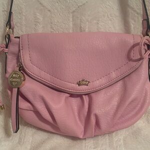 Juicy Couture Pastel Pink Pebbled Crossbody Bag with Gold Accents